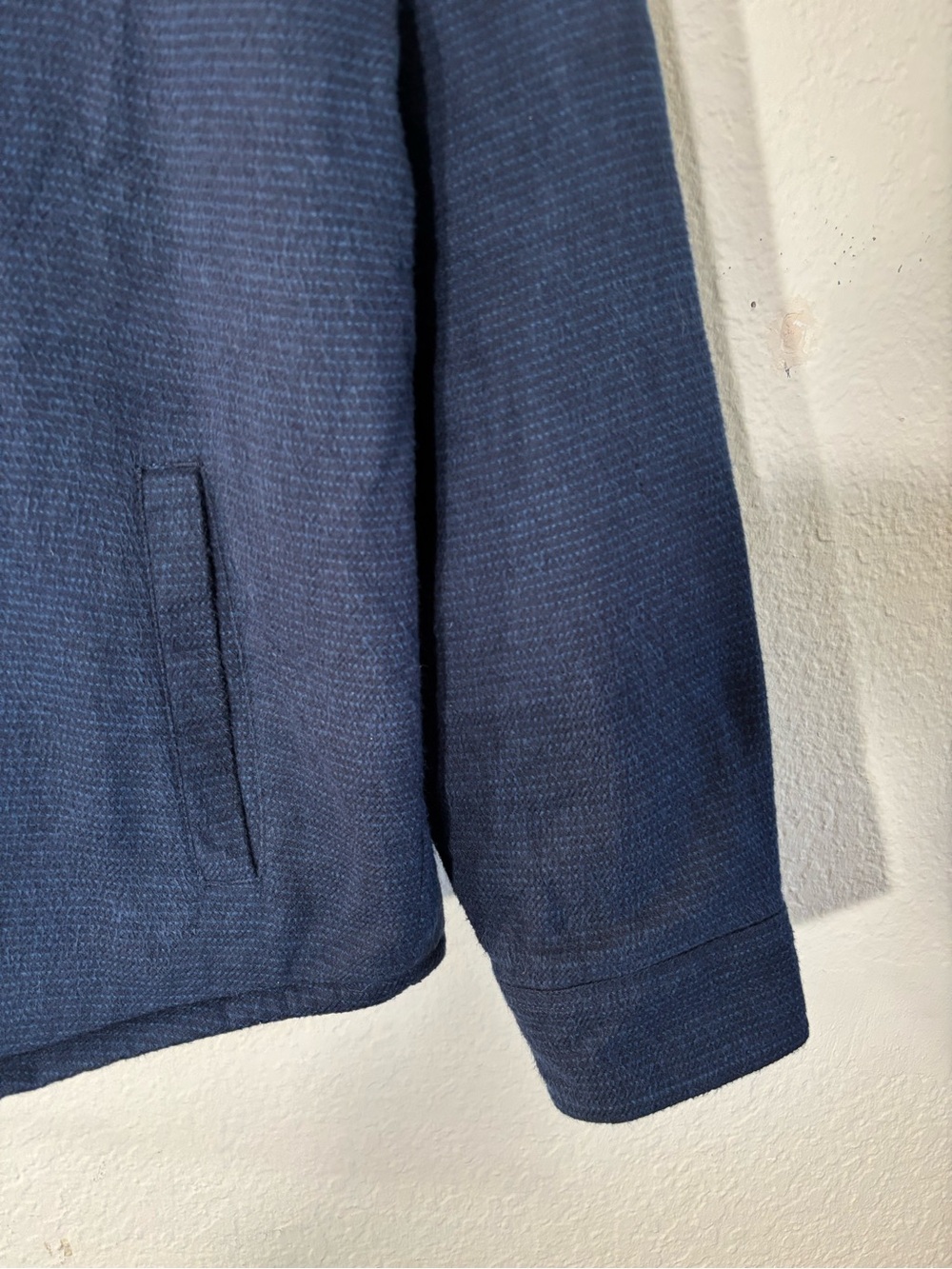 Marine Layer Sherpa Lined Camping Shirt Jacket Size Large Navy Cotton Fleece - Picture 10 of 15